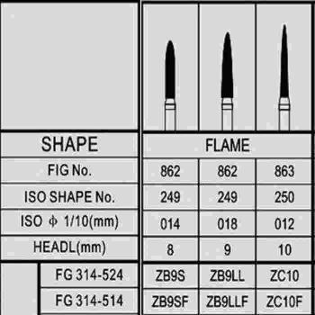 Cross Tech Zirconia FG Burs - Flame